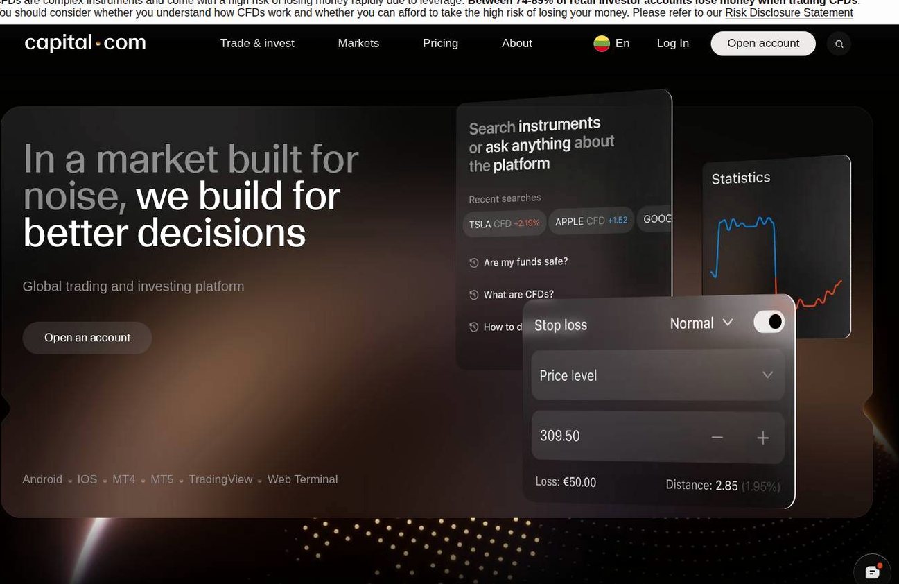 Screenshot of the Capital.com website