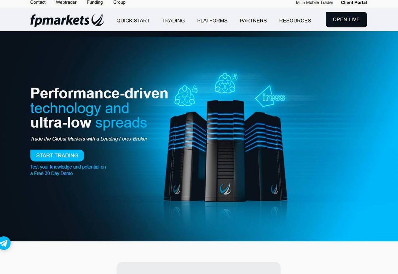 Screenshot of the FP Markets website