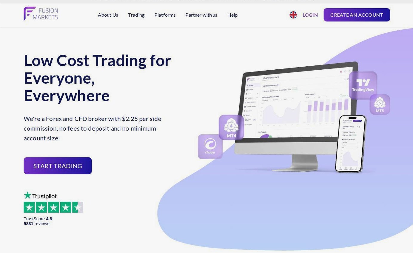Screenshot of the Fusion Markets website
