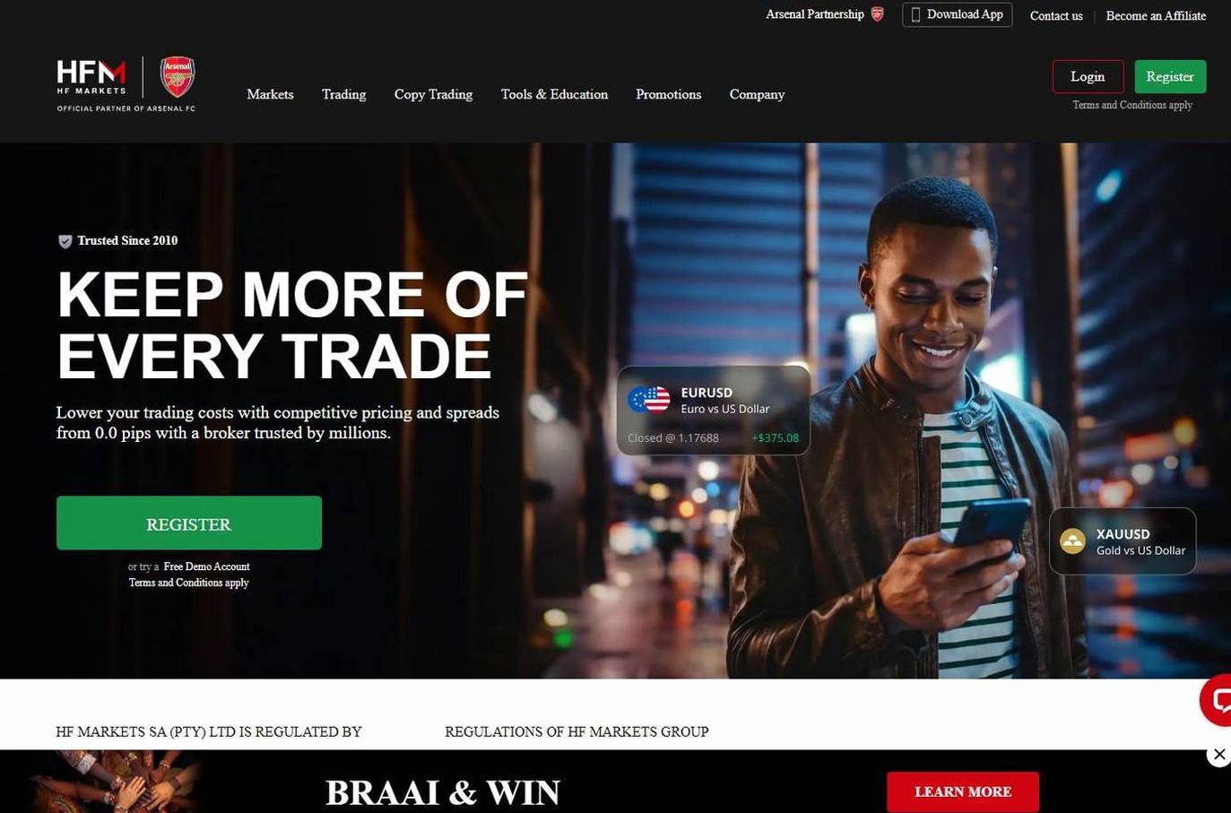 Screenshot of the HFM website