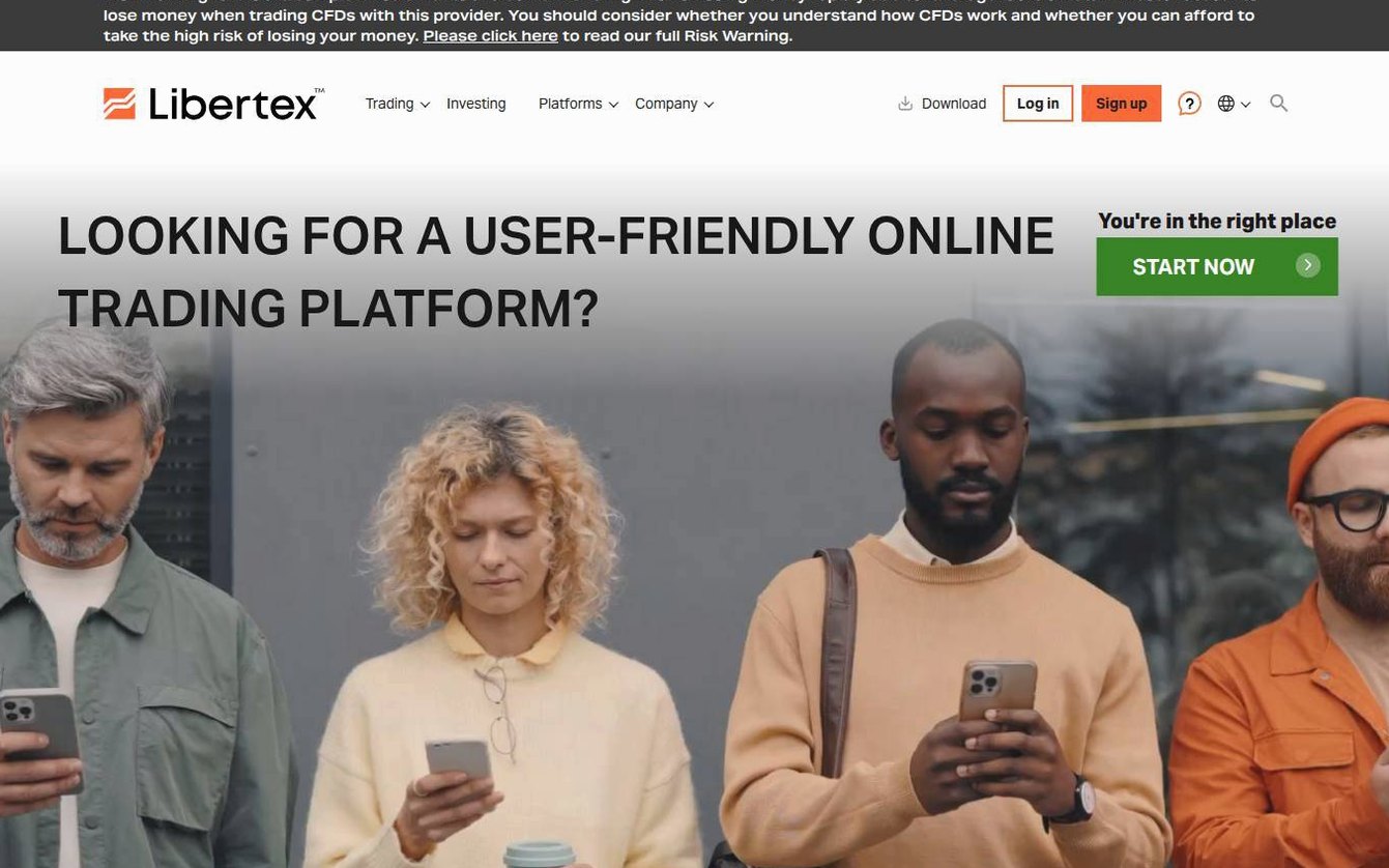 Screenshot of the Libertex website