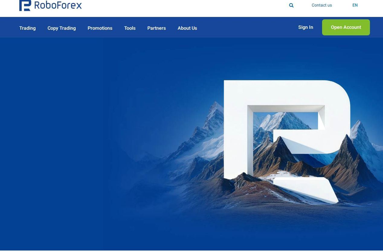 Screenshot of the RoboForex website