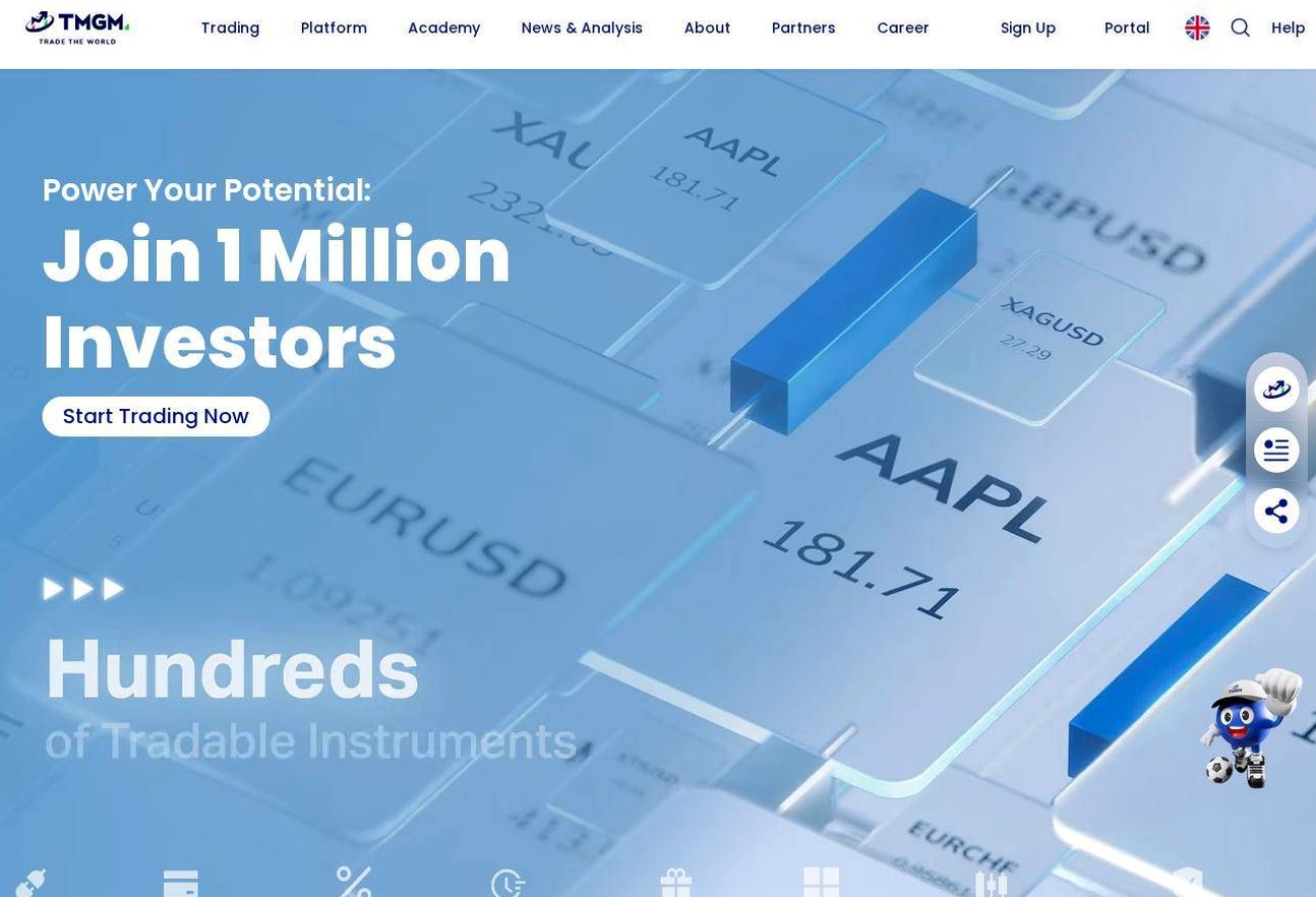 Screenshot of the TMGM website