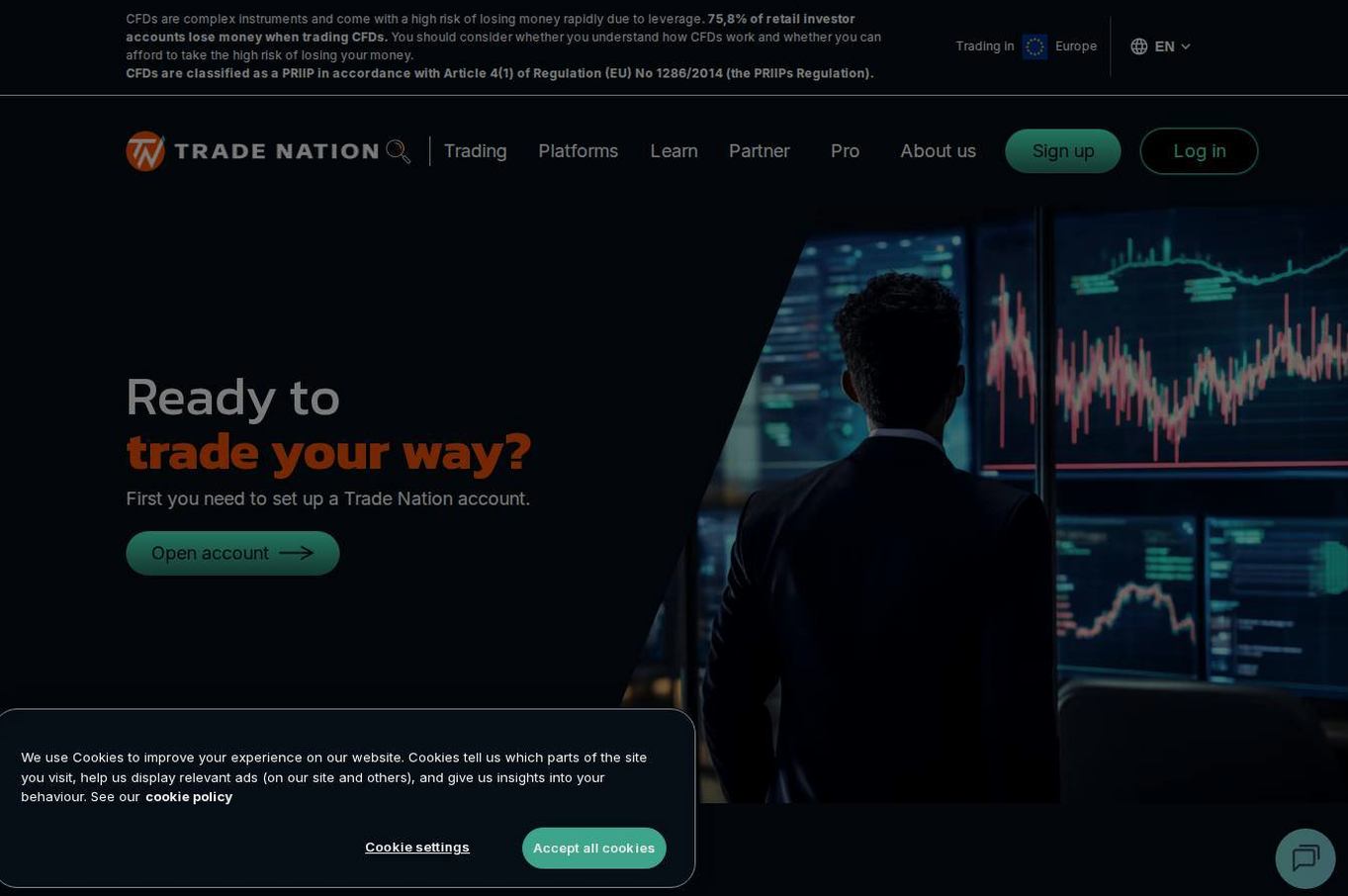 The platform page on the Trade Nation website